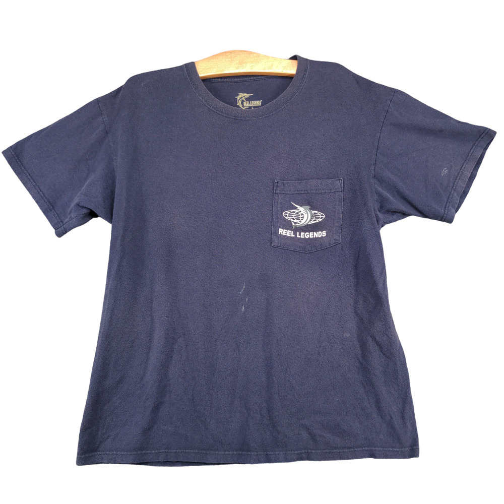 Reel Legends Men's T-Shirt Blue Large Short Sleeve Crew Neck Preshrunk Cotton